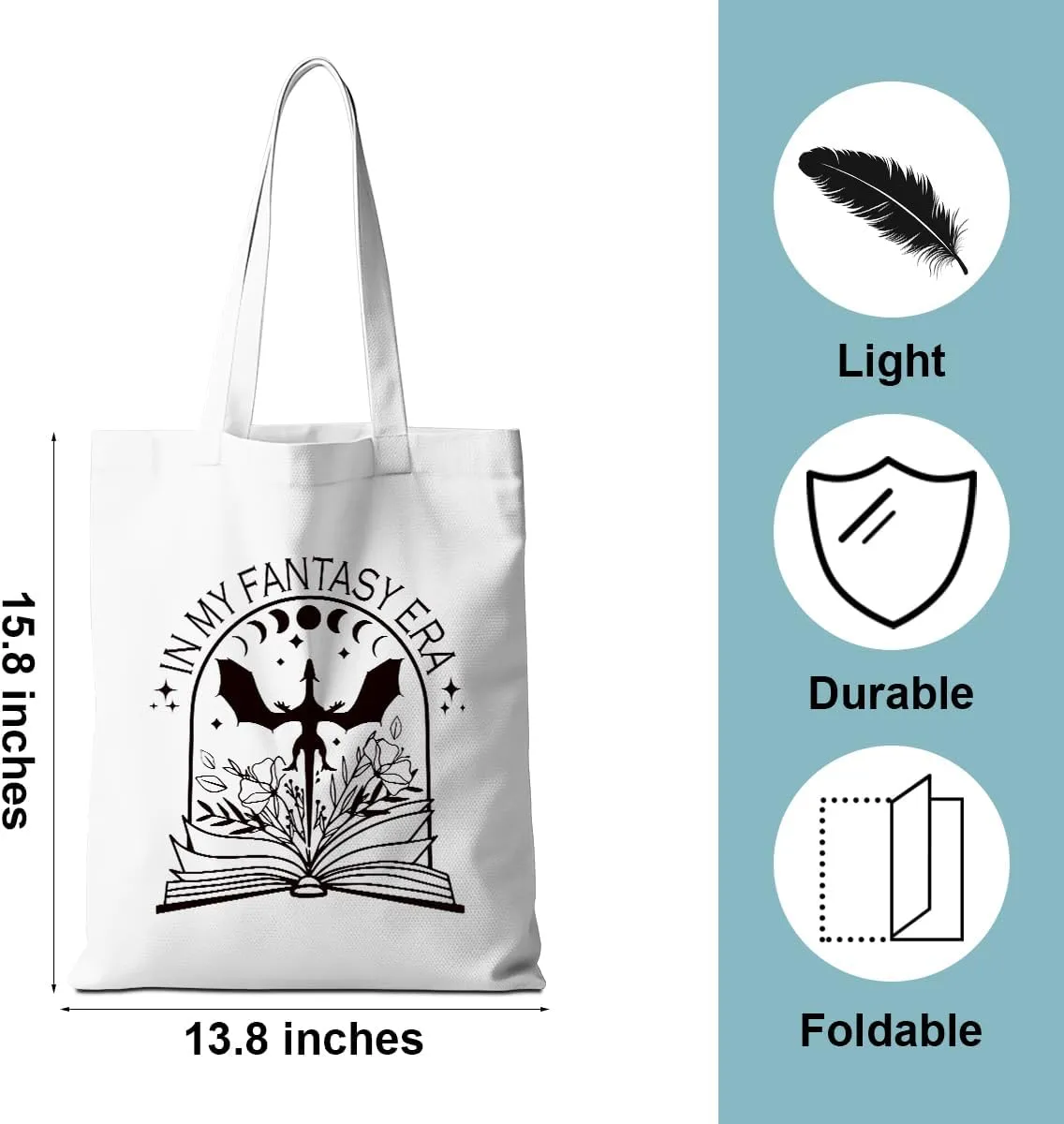 Fantasy Dragon Tote Bag Fantasy Books Weekender Bag Shopping Bags Book Lovers Gifts for Shopping Travelling Vacation