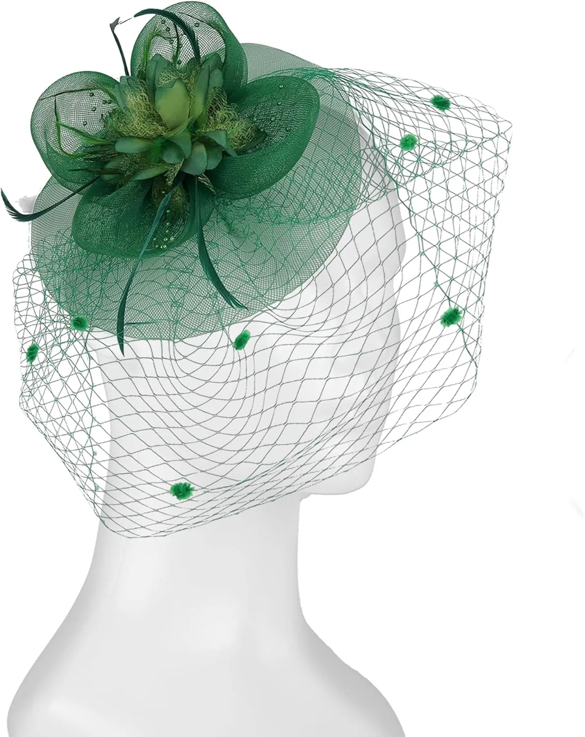 Fascinators for Women Mesh Feathers Hair Clip, Headband Headwear Flower Ribbons Headpiece for Wedding Tea Party