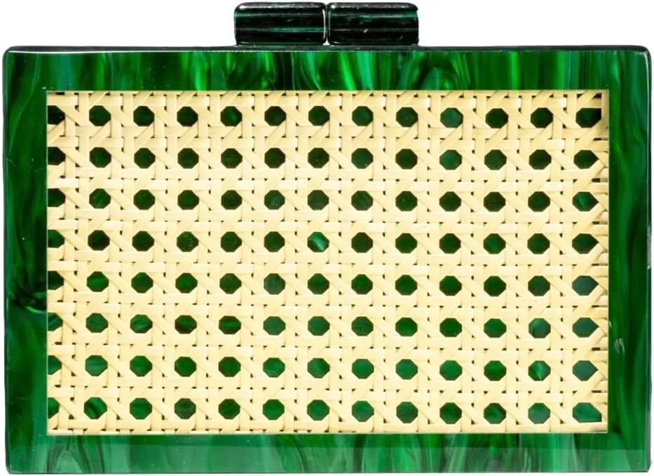 Fashion Acrylic Evening Bag for Women 2025 Clutch Purse Stylish Woven Rattan Shoulder Bag for Dressy Prom Party