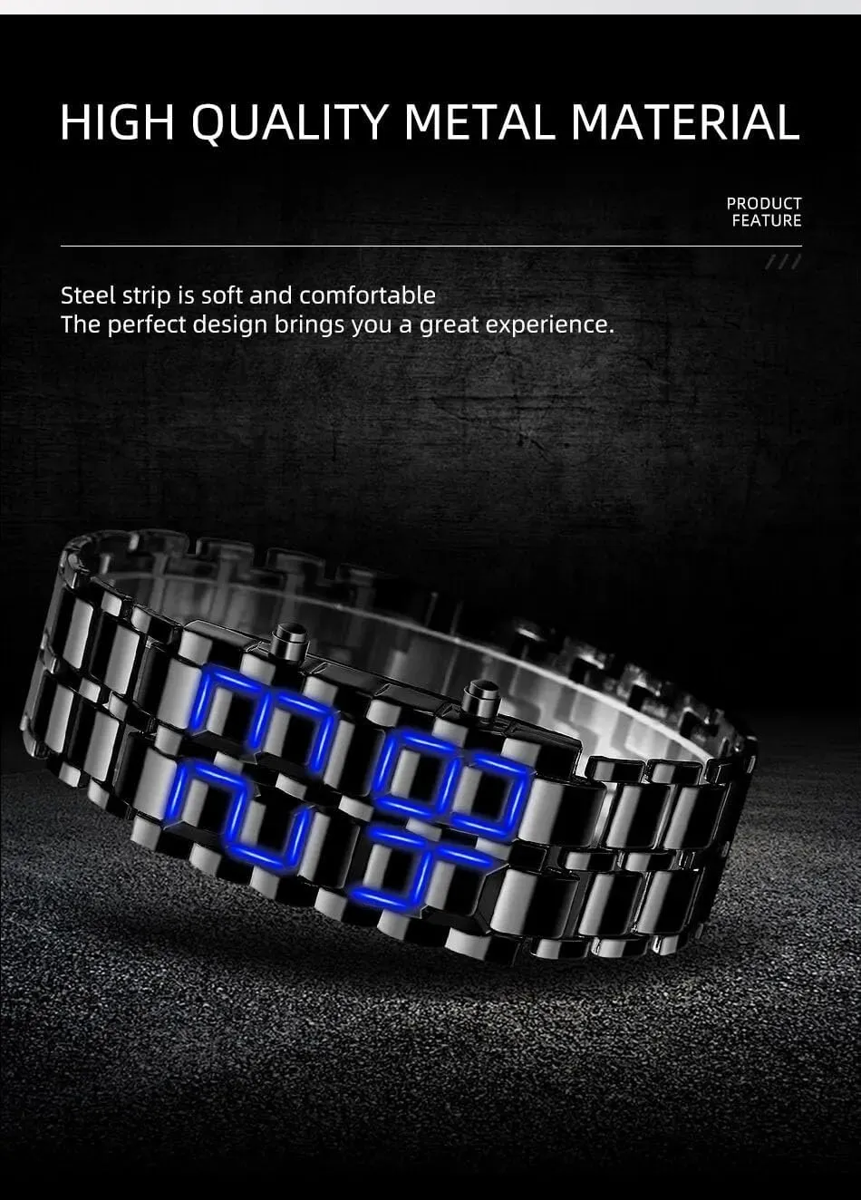 Fashion Full Metal Digital Lava Wrist Watch Men LED Display Watches Gifts for Male Famale Sport Creative Watch