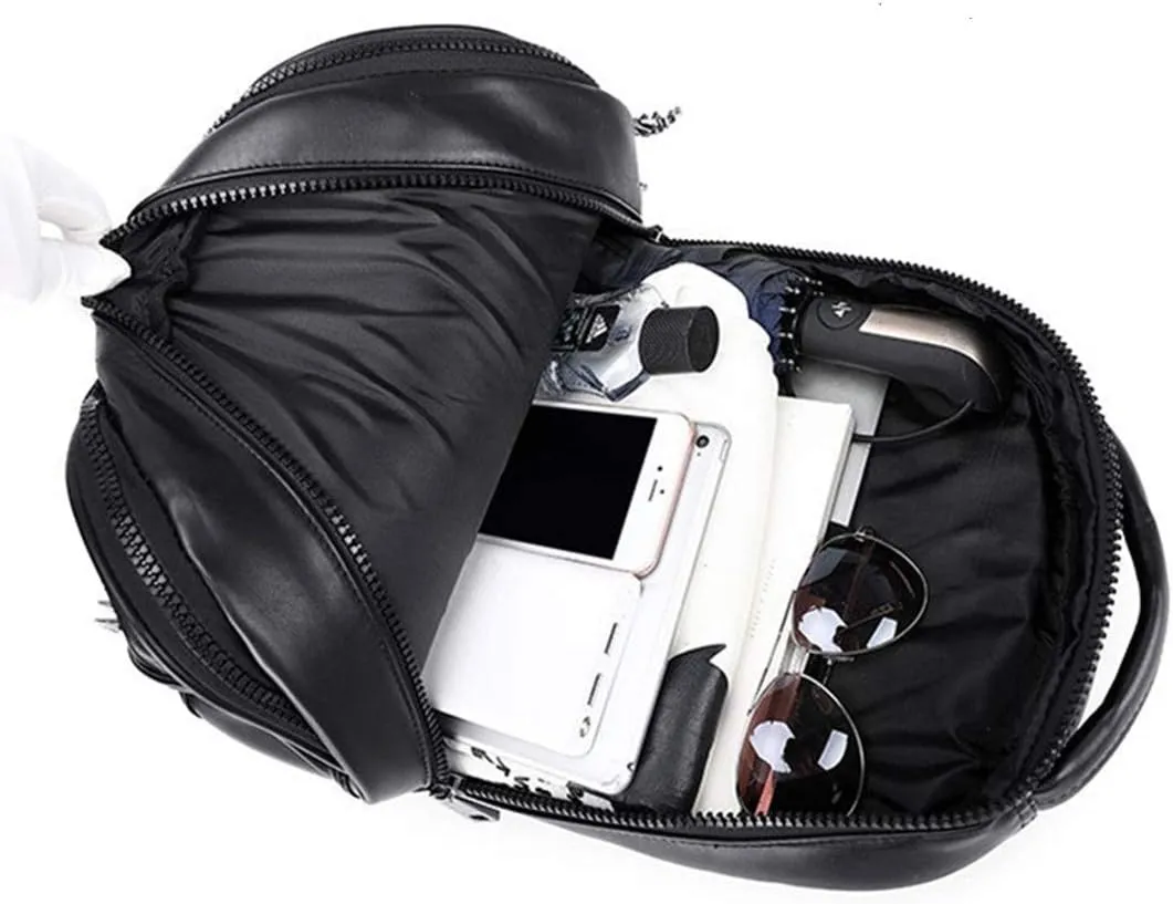Fashion Rivet Punk Rock Backpack PU Leather Bag Casual Travel Laptop Backpacks Bookbag