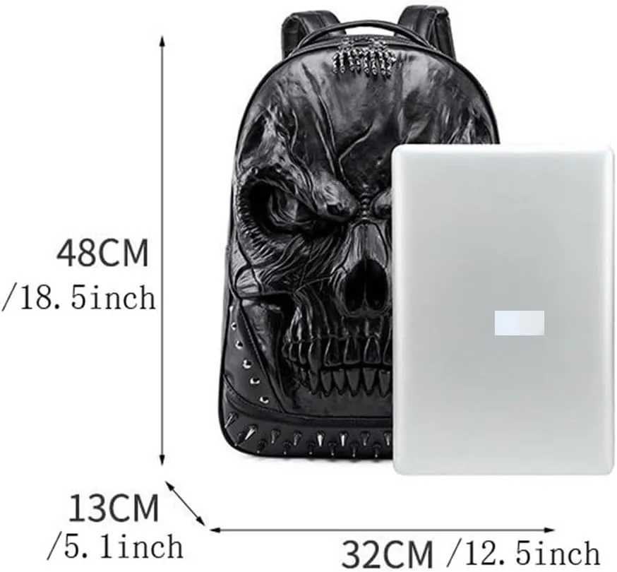 Fashion Rivet Punk Rock Backpack PU Leather Bag Casual Travel Laptop Backpacks Bookbag