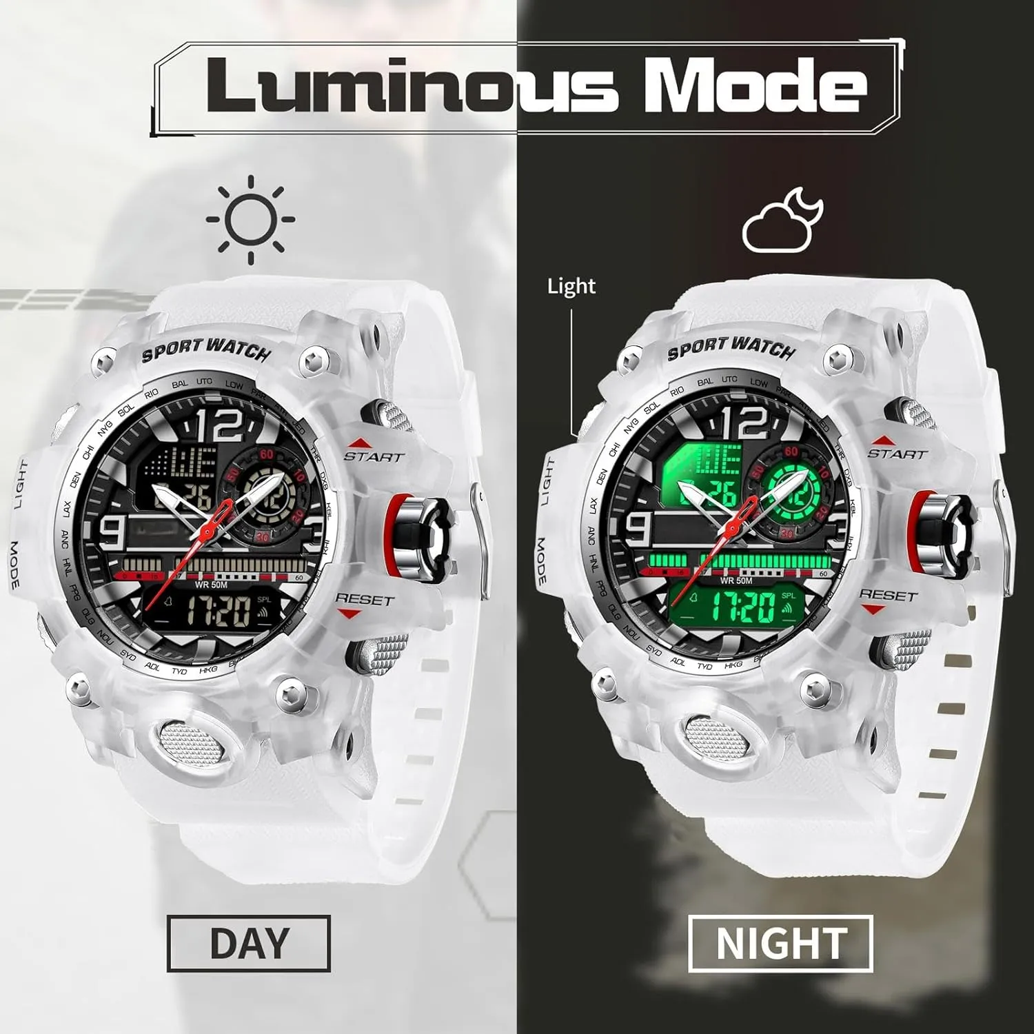findtime Mens Tactical Watches for Men Military Watch Reloj Militar Para Hombre Sports Outdoor Waterproof Digial Analog Alarm Stopwatch Big Face Wristwatch