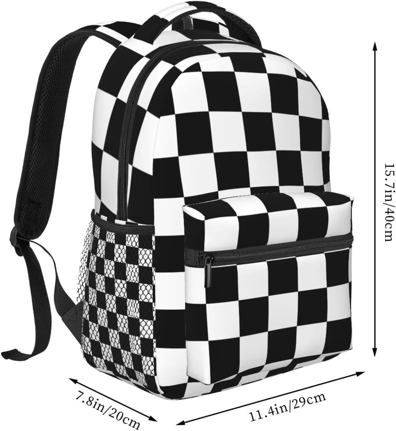 Fiokroo Checkerboard Checkered Backpack School Bag For Students Teens Men Women Laptop Backpacks Travel Daypack Bag With Multiple Pockets