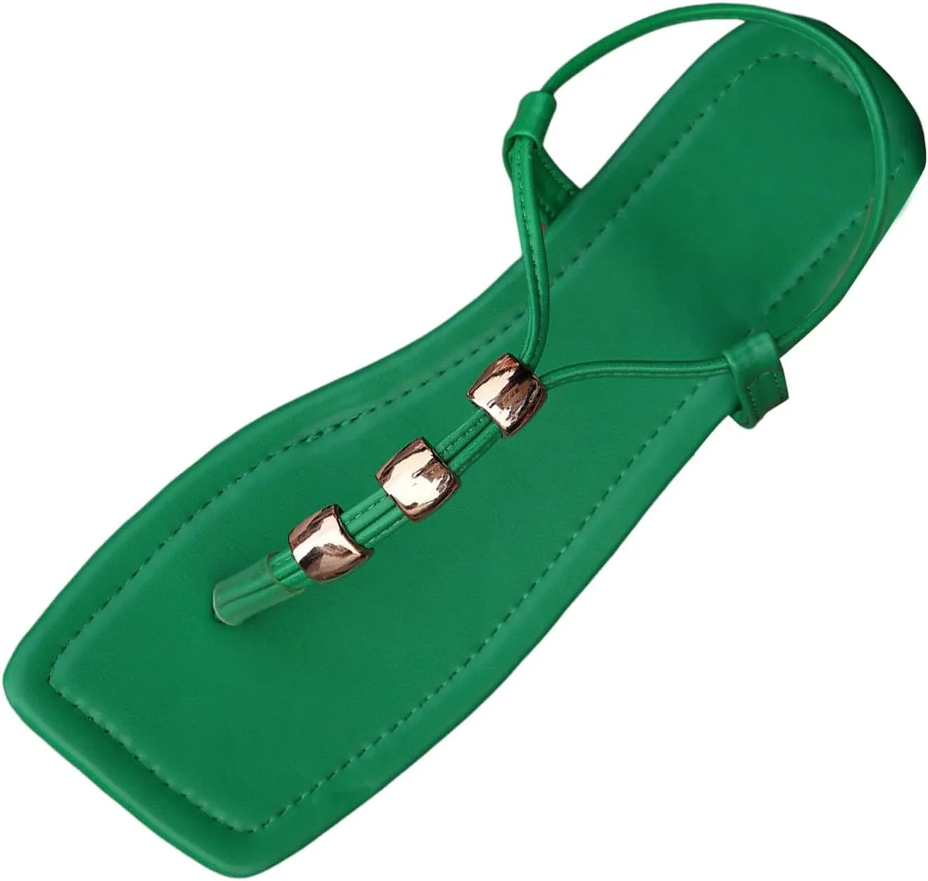 Flat Sandals for Women Breathable Open Toe Walking Flip Flops Summer Dressy Wedding Shoes Outdoor Beach Vacation Square Head Peep Toe Slippers Indoor Work Non-Slip Casual Footwear with Beaded