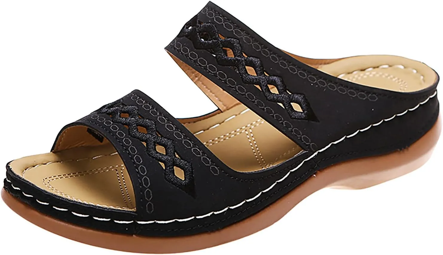 Flats Sandals for Women Orthopedic Bohemian Breathable Open Toe Adjustable 2025 Summer Walking Shoes