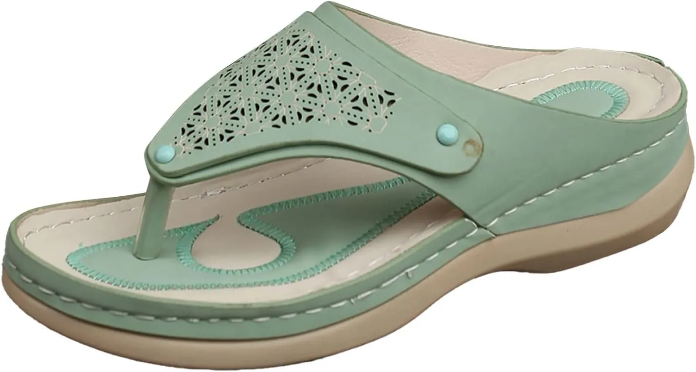 Flats Sandals for Women Orthopedic Bohemian Breathable Open Toe Fashion 2025 Summer Walking Thong Shoe