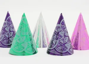 Foil Party Cone Hats, Assorted Colors - 5/Pack