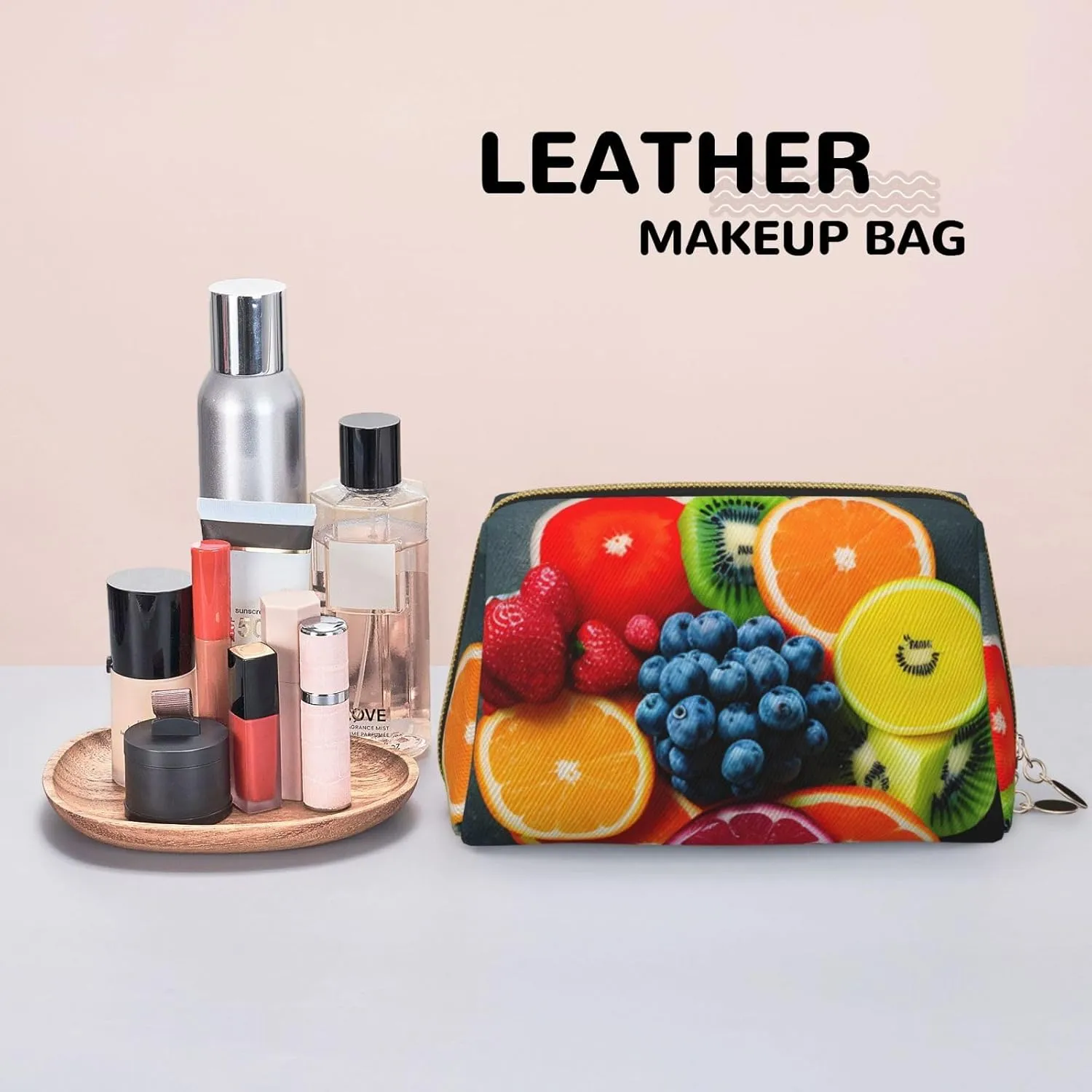 Fruit Rainbow Travel-Ready Toiletry Bag, Compact Makeup Organizer For Women