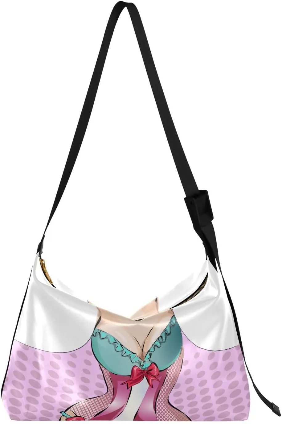 Funny Kitchen Apron Hobo Crossbody Bags for Women Leather Large Shoulder Bag Cross Body Pin-up Bikini Girl Trendy Womens Tote Bags Handbag for Travel Shopping