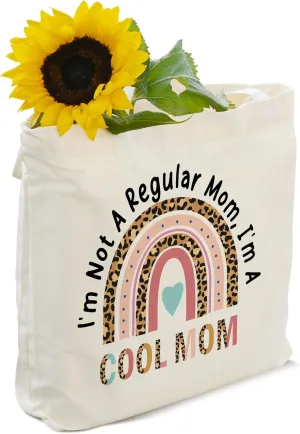 Funny Quotes Gifts for Mom, Rainbow Canvas Tote Bag Aesthetic, Reusable Grocery Shopping Bags