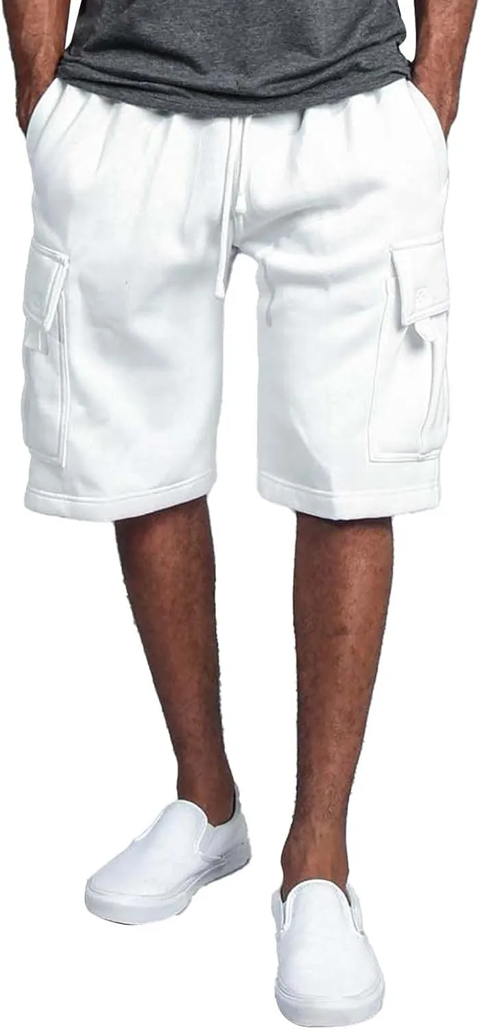Fxbar Men's Cotton Cargo Shorts Casual Elastic Waist Drawstring Summer Sweat Shorts Loose Fit Workout Shorts with Pockets