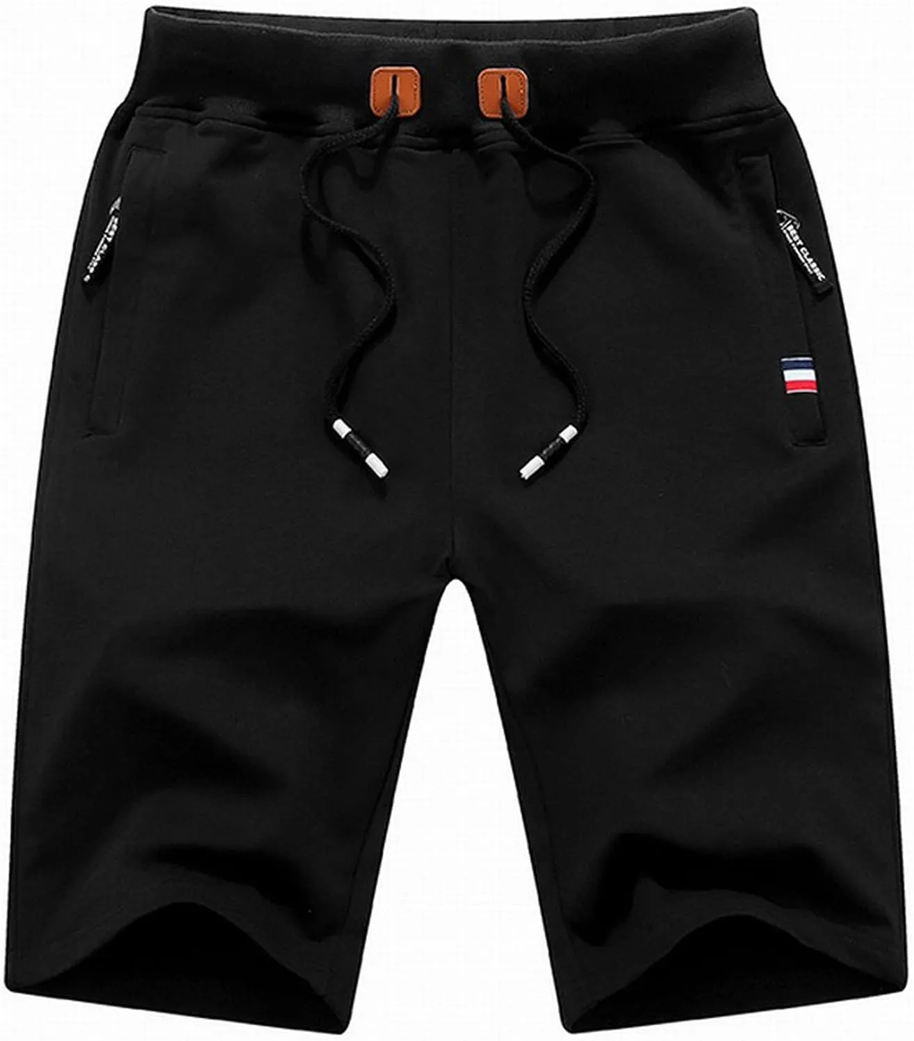 Fxbar Men's Shorts Casual Cotton Drawstring Zipper Pockets Elastic Waist Lightweight Summer Athletic Beach Shorts