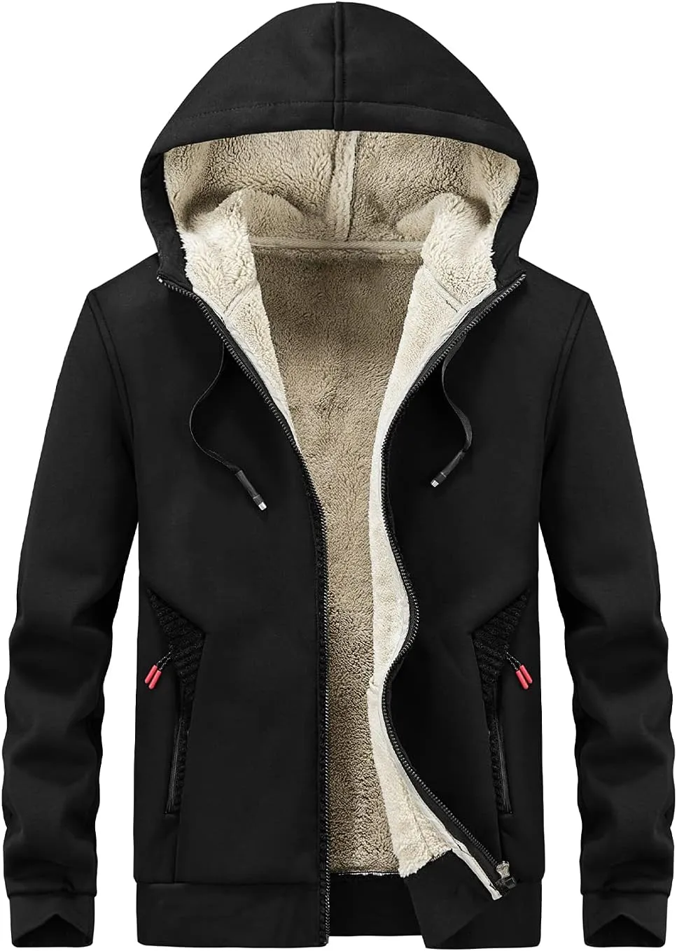 Gihuo Men's Winter Sherpa Lined Hoodie Zip Up Sweatshirt Heavyweight Warm Fleece Jacket with Pockets