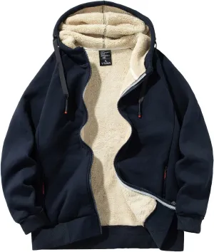 Gihuo Men's Winter Sherpa Lined Hoodie Zip Up Sweatshirt Heavyweight Warm Fleece Jacket with Pockets