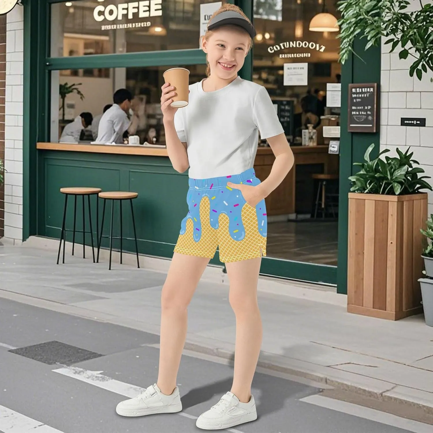 Girls Athletic Shorts Summer Casual Girls Sports Shorts with Pockets for 7-15Y