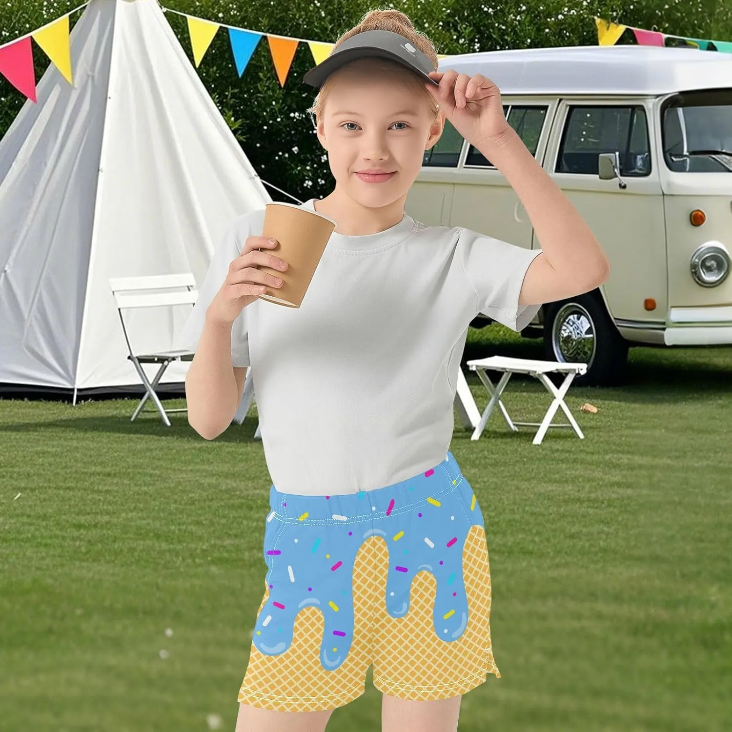 Girls Athletic Shorts Summer Casual Girls Sports Shorts with Pockets for 7-15Y