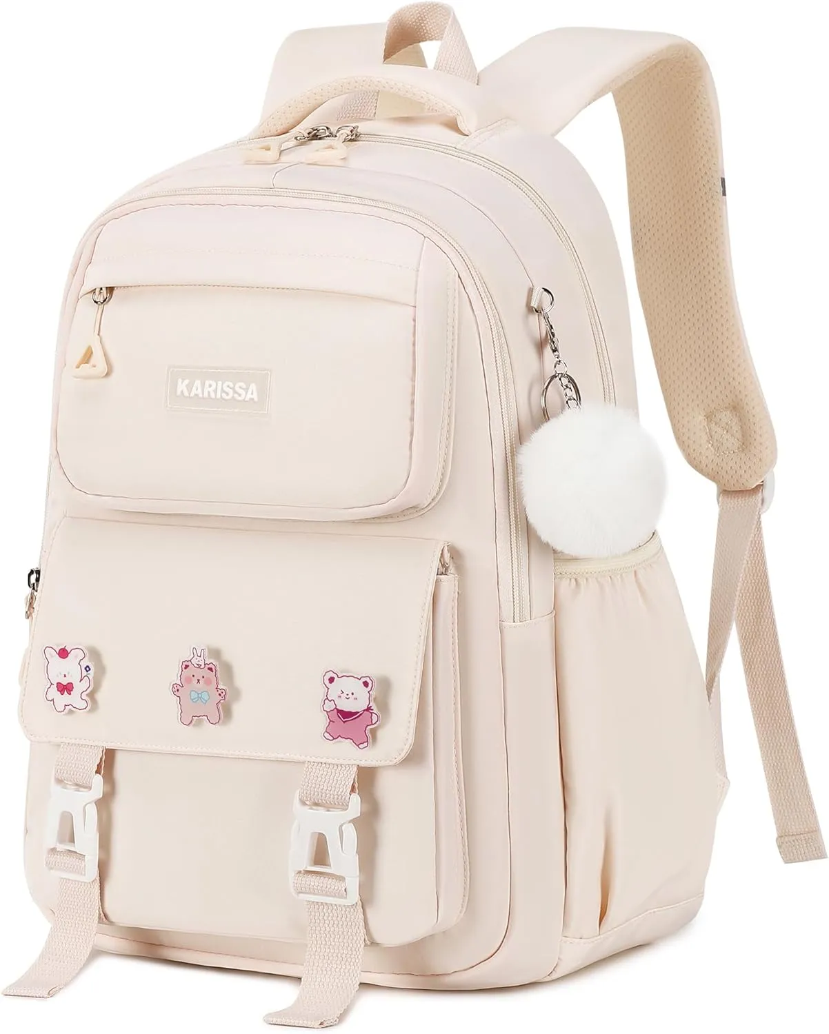 Girls Backpack Aesthetic Laptop Backpacks Kawaii Large Bookbag Anime Casual Travel Daypack,Beige