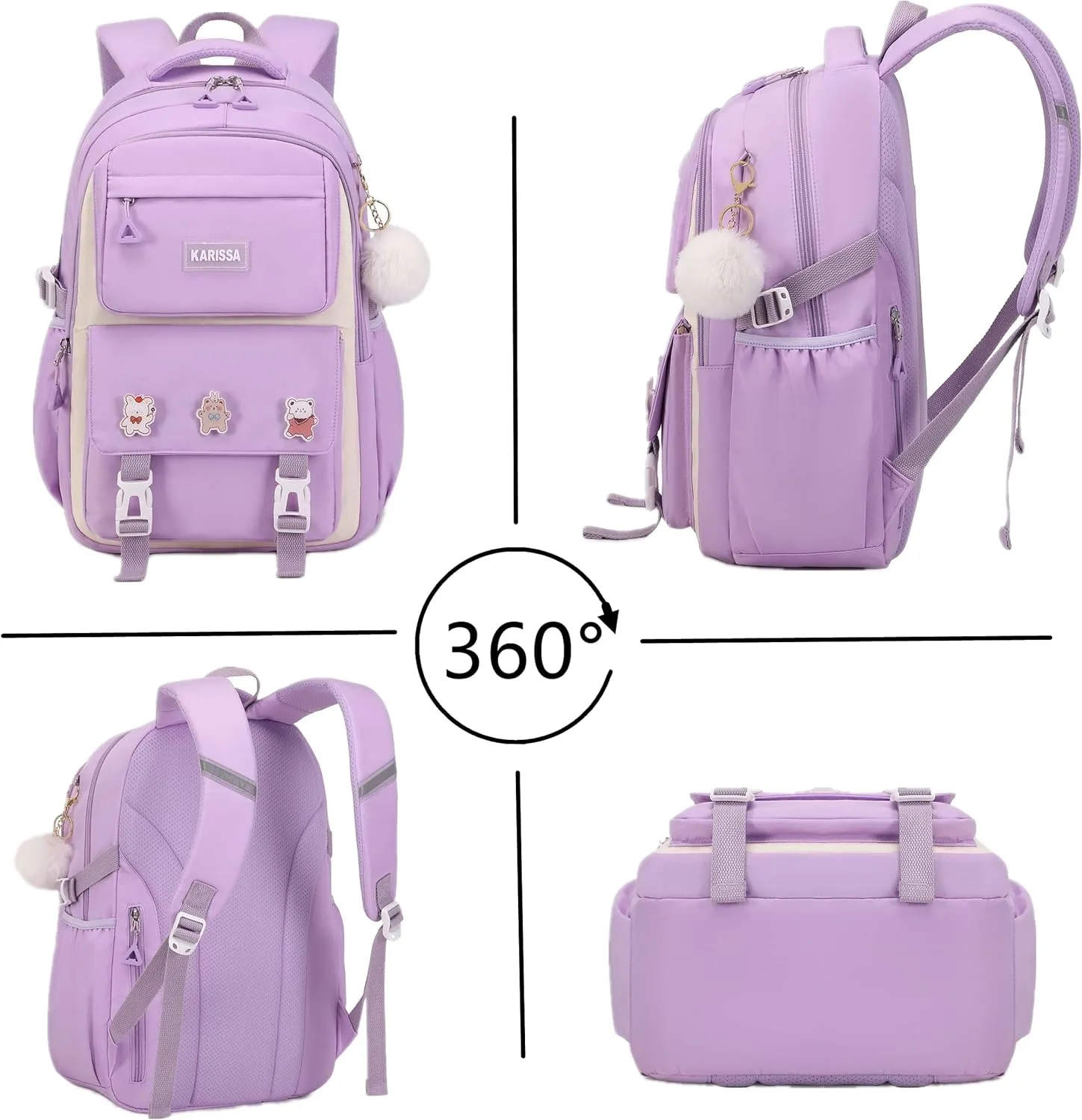 Girls Backpack Aesthetic Laptop Backpacks Kawaii Large Bookbag Anime Casual Travel Daypack,Purple