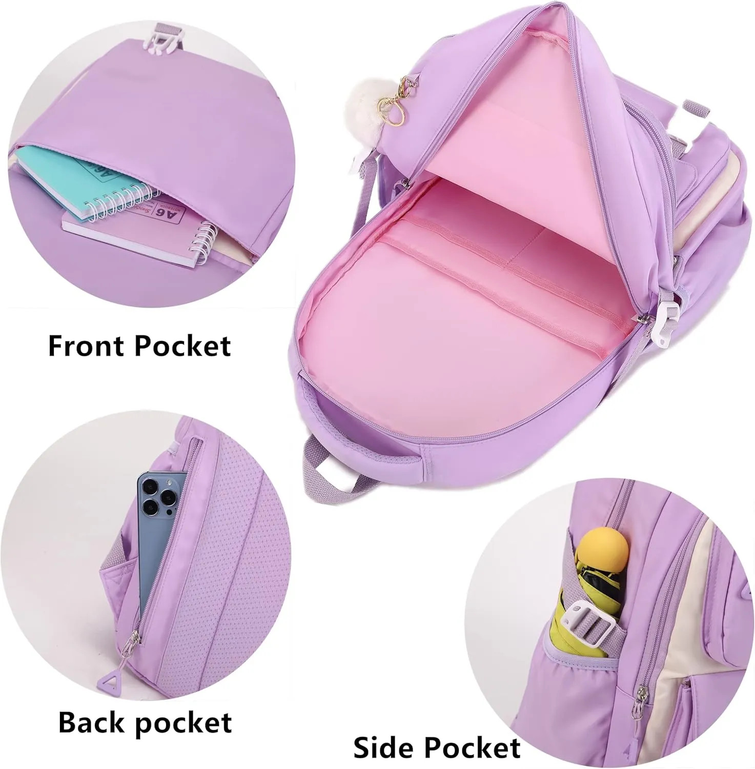 Girls Backpack Aesthetic Laptop Backpacks Kawaii Large Bookbag Anime Casual Travel Daypack,Purple
