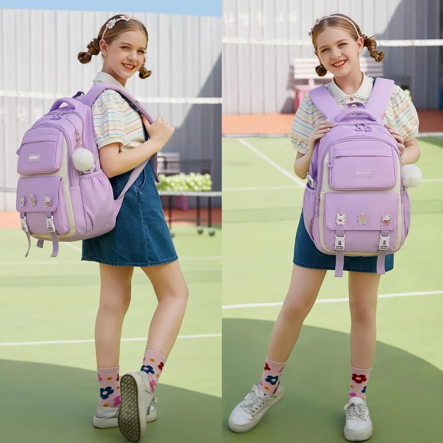 Girls Backpack Aesthetic Laptop Backpacks Kawaii Large Bookbag Anime Casual Travel Daypack,Purple