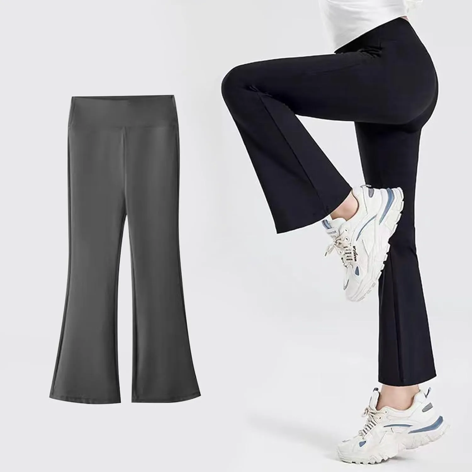Girl's Slim Bootcu?? Leggings High Waisted Flare Pants Kids Yoga Pants Solid Color Full Length Bell Bottoms