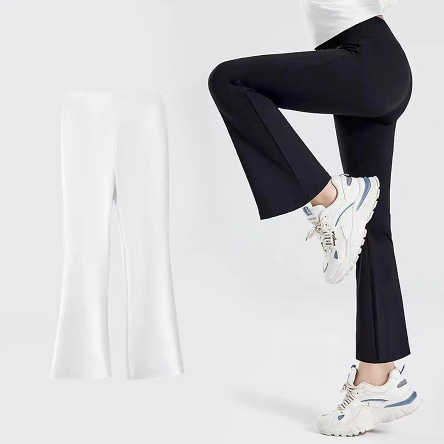 Girl's Slim Bootcu?? Leggings High Waisted Flare Pants Kids Yoga Pants Solid Color Full Length Bell Bottoms