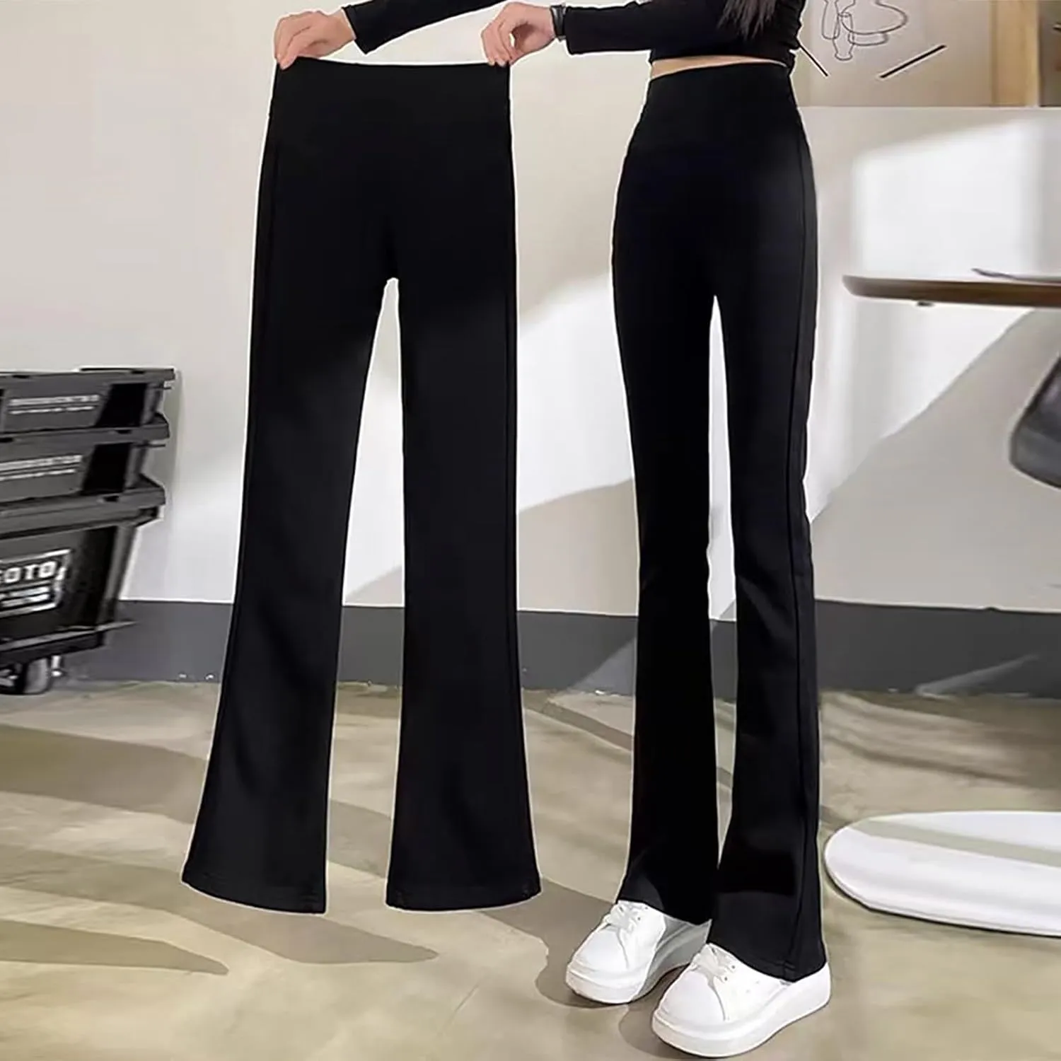 Girl's Slim Bootcu?? Leggings High Waisted Flare Pants Kids Yoga Pants Solid Color Full Length Bell Bottoms