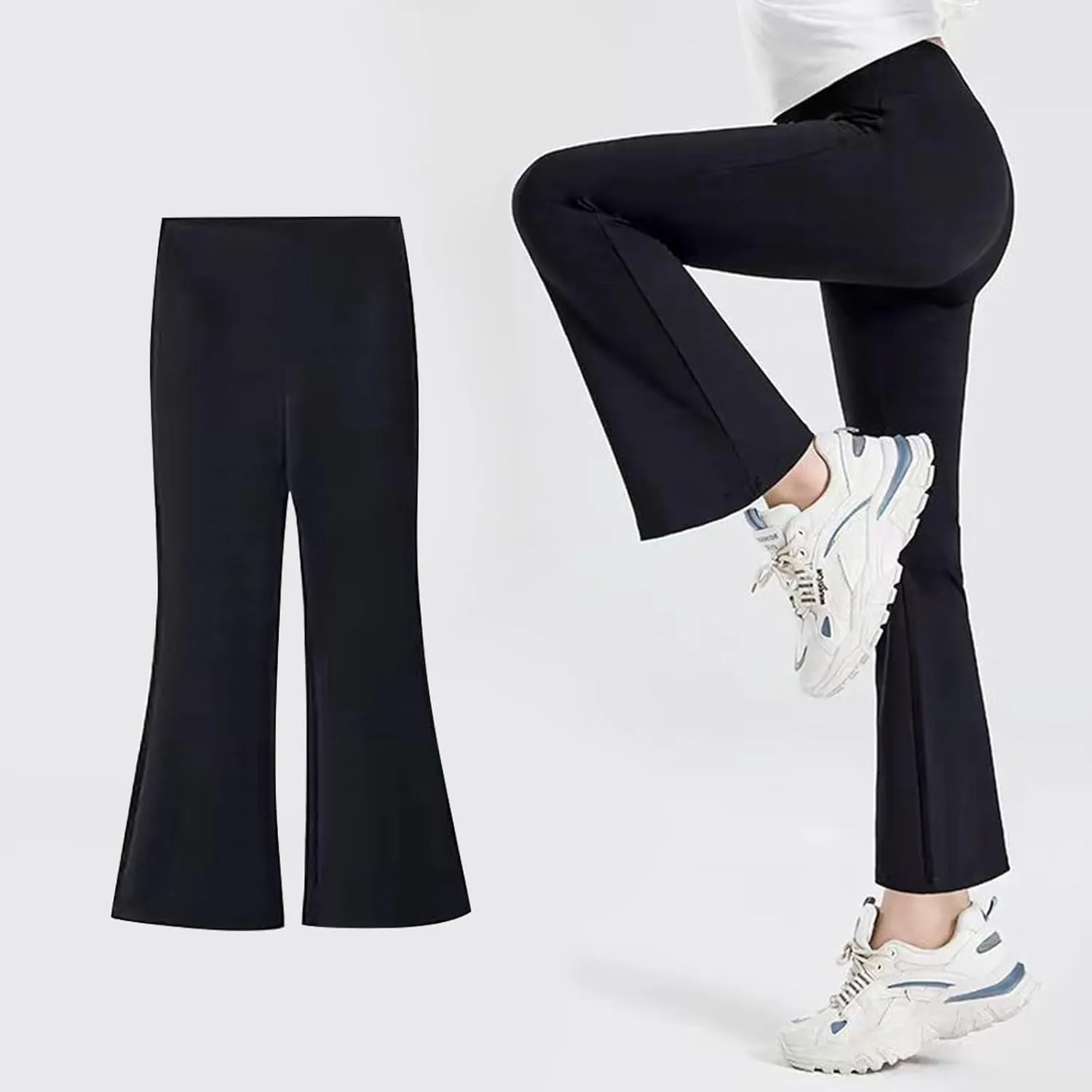 Girl's Slim Bootcu?? Leggings High Waisted Flare Pants Kids Yoga Pants Solid Color Full Length Bell Bottoms