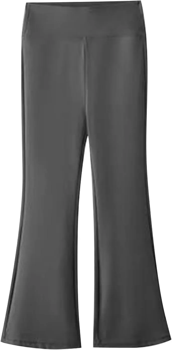 Girl's Slim Bootcu?? Leggings High Waisted Flare Pants Kids Yoga Pants Solid Color Full Length Bell Bottoms