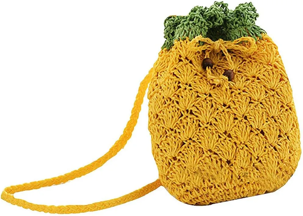 Goclothod Handbag Cute Fruit Crossbody Bag Weave Summer Beach Shoulder Bag