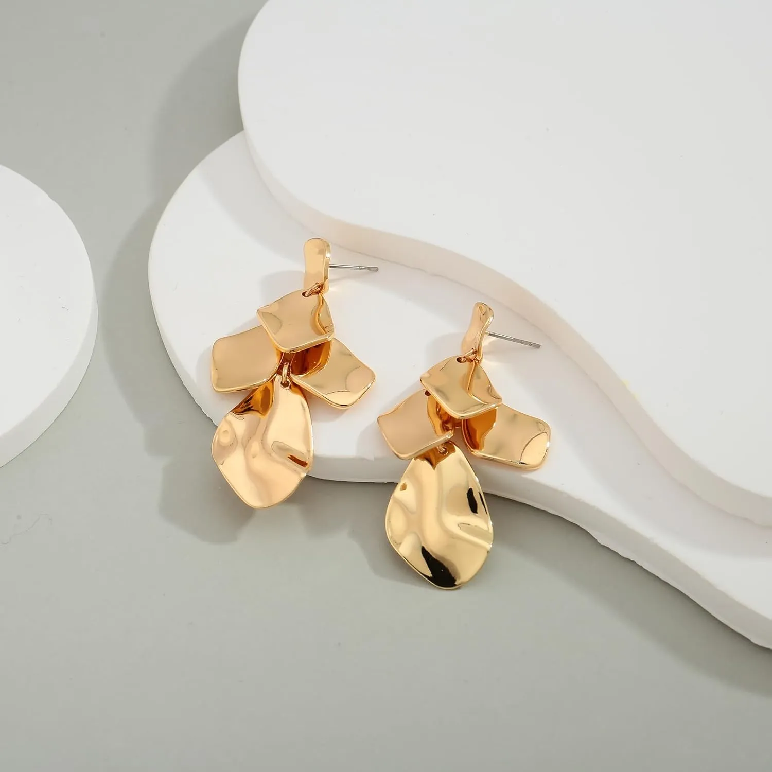 Gold Dangle Earrings for Women Trendy Vintage Gold Chunky Geometric Drop Hypoallergenic Statement Earrings for Vacation