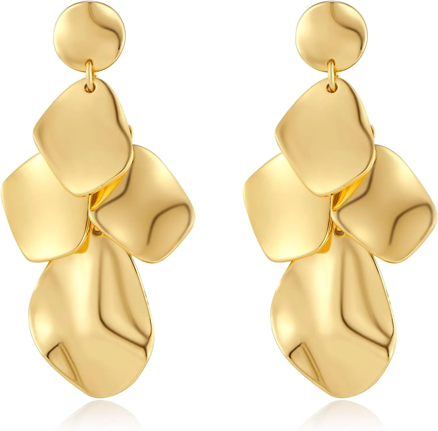 Gold Dangle Earrings for Women Trendy Vintage Gold Chunky Geometric Drop Hypoallergenic Statement Earrings for Vacation