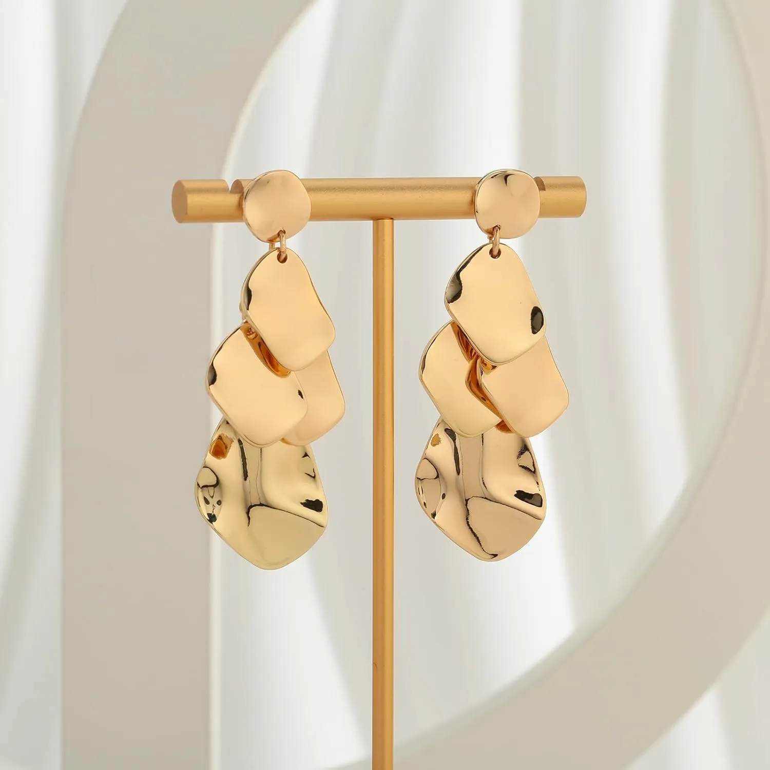 Gold Dangle Earrings for Women Trendy Vintage Gold Chunky Geometric Drop Hypoallergenic Statement Earrings for Vacation