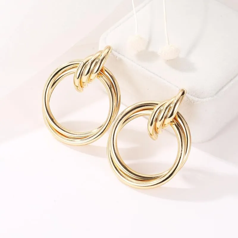Gold Statement Earrings for Women Chunky Knot Statement Earrings Drop Earrings Hypoallergenic Earrings Long Link Dangle Earrings Jewelry
