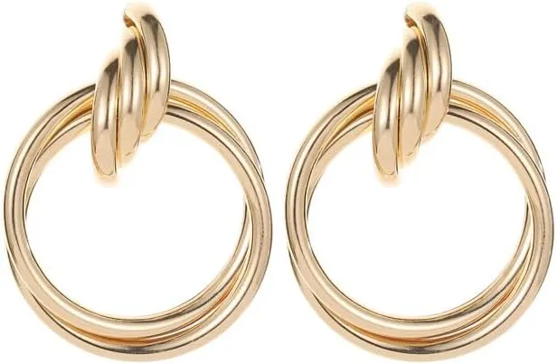 Gold Statement Earrings for Women Chunky Knot Statement Earrings Drop Earrings Hypoallergenic Earrings Long Link Dangle Earrings Jewelry