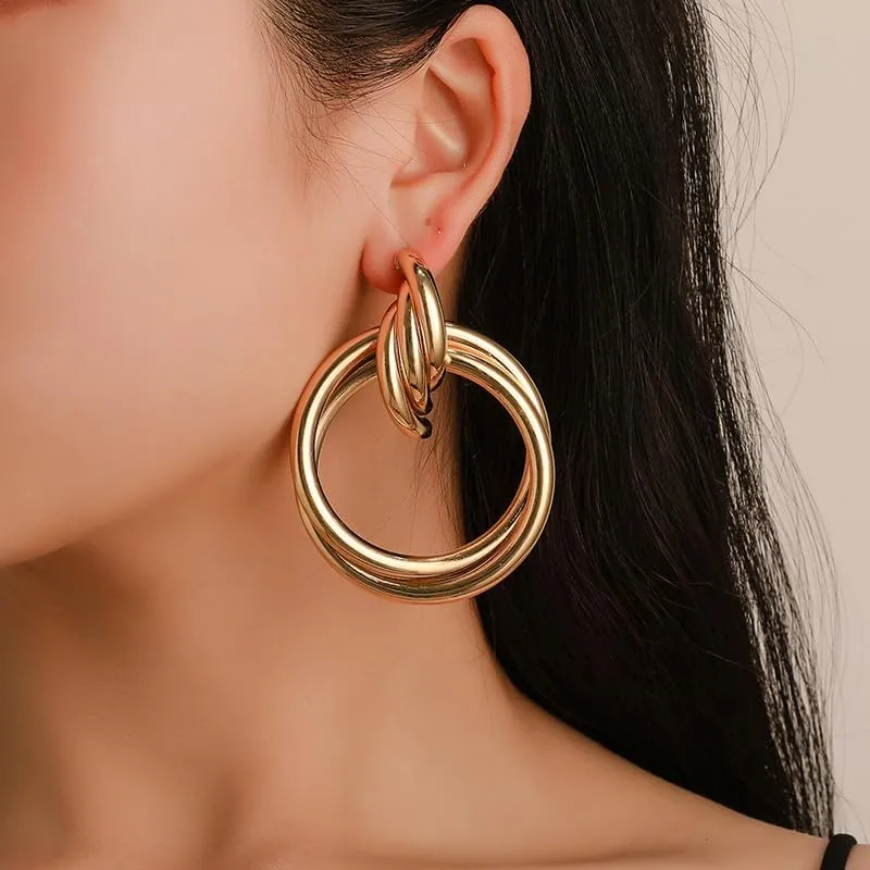 Gold Statement Earrings for Women Chunky Knot Statement Earrings Drop Earrings Hypoallergenic Earrings Long Link Dangle Earrings Jewelry