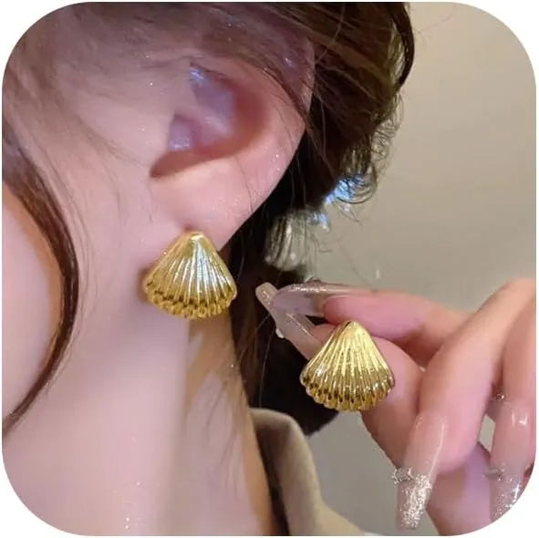 Gold Statement Earrings for Women Chunky Statement Irregular Earrings Dainty Thick Stud Earrings Hypoallergenic Lightweight Earrings for Women Trendy Jewelry Gifts