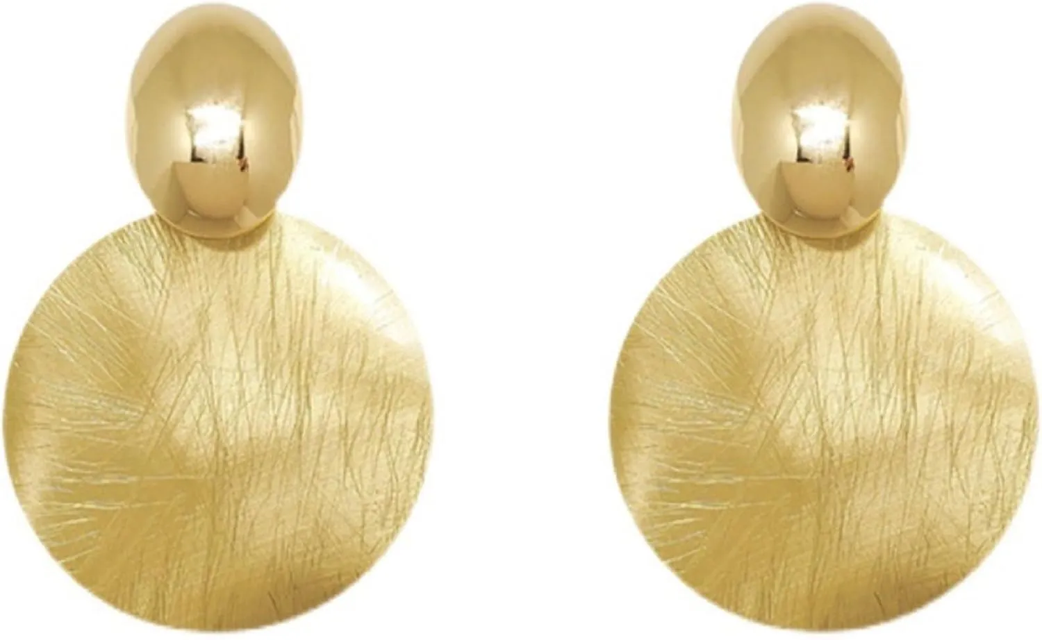 Gold Statement Earrings for Women, Trendy 14k Gold Round Dangle Earrings Unique Statement Gold Plated Big Disc Piercing Earrings Jewelry Gifts