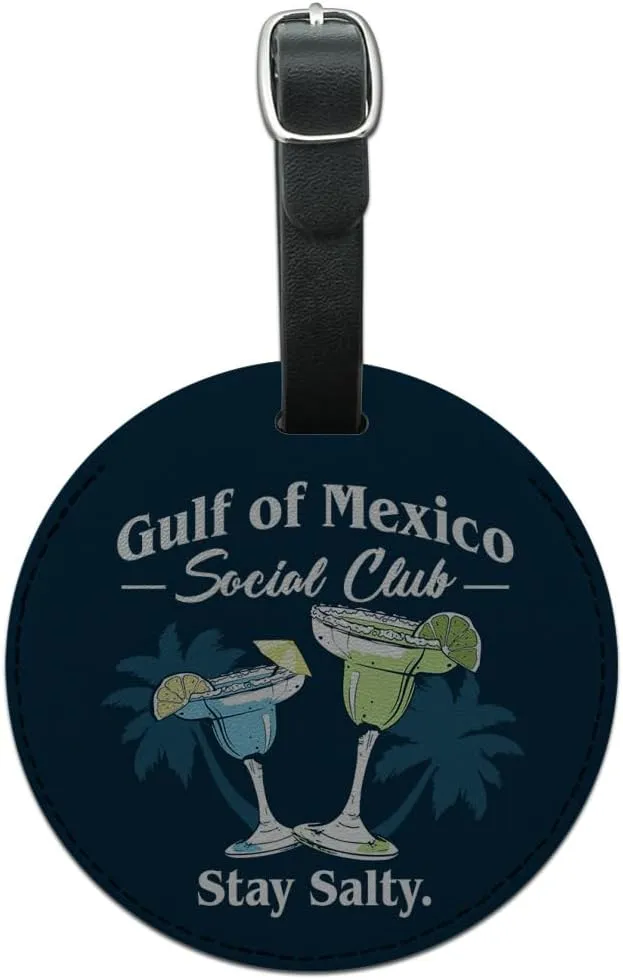Graphics & More Gulf of Mexico Stay Salty Round Leather Luggage Card Suitcase Carry-On ID Tag