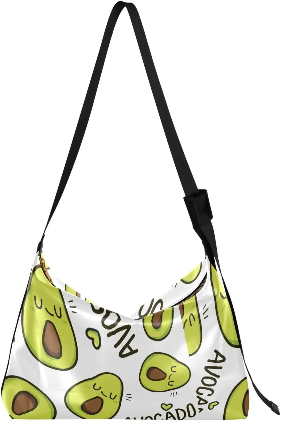 Green Avocado Fruits Hobo Crossbody Bags for Women Leather Large Shoulder Bag Cross Body Trendy Womens Tote Bags Handbag for Travel Shopping