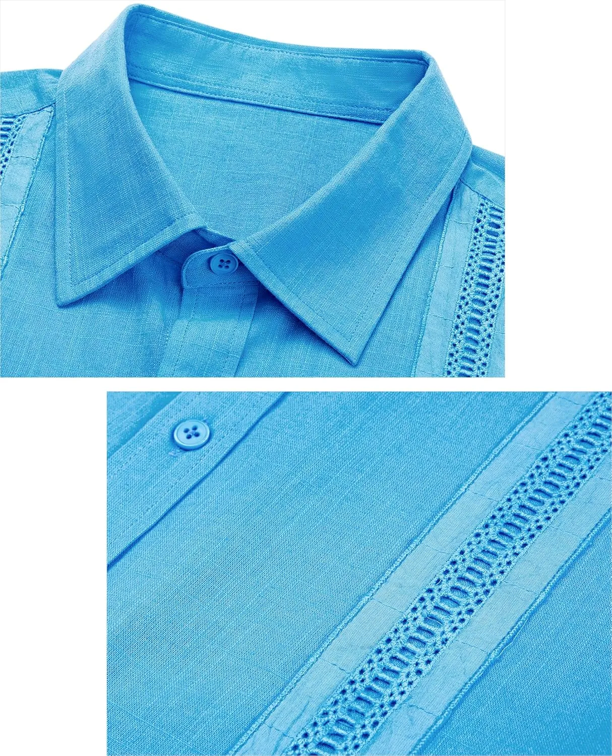 Guayabera Linen Shirts for Men Short Sleeve Button Down Shirt Hawaiian Shirt Cuban Summer Shirts Beach Shirts