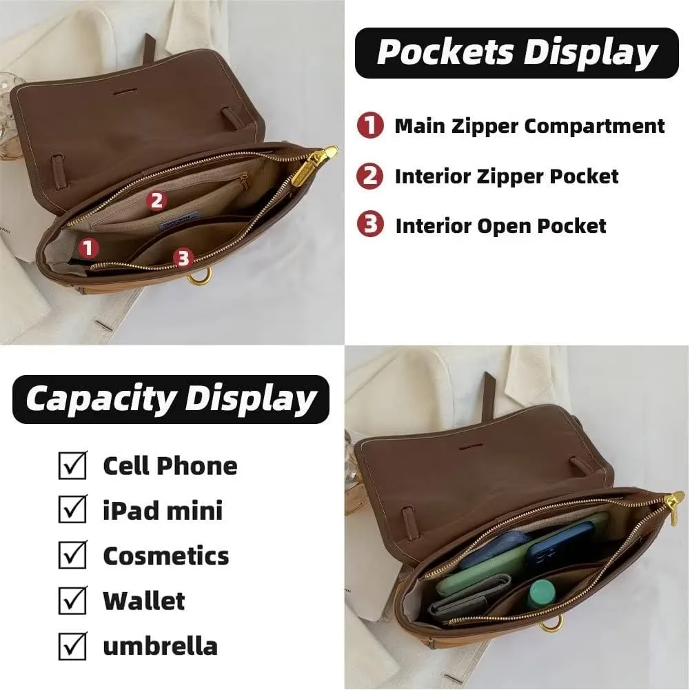 Handbags for Women Soft Suede Tote Bag Spacious Square Shoulder Purse Vintage Crossbody Messenger Satchel