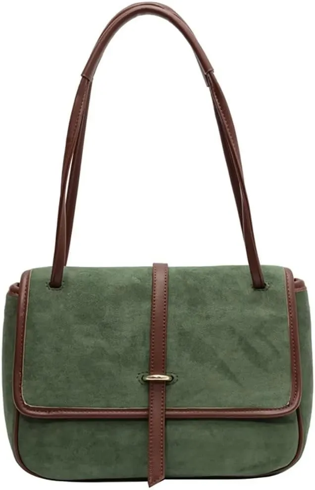 Handbags for Women Soft Suede Tote Bag Spacious Square Shoulder Purse Vintage Crossbody Messenger Satchel