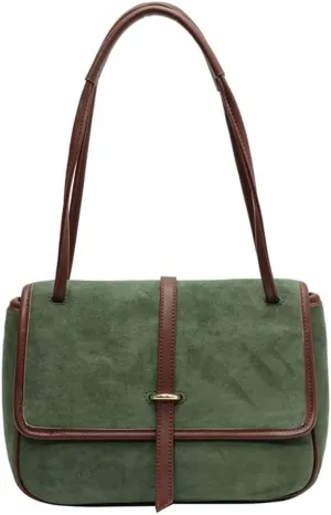 Handbags for Women Soft Suede Tote Bag Spacious Square Shoulder Purse Vintage Crossbody Messenger Satchel
