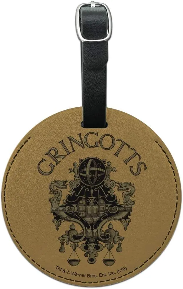 Harry Potter Gringotts Logo Round Leather Luggage Card Suitcase Carry-On ID Tag