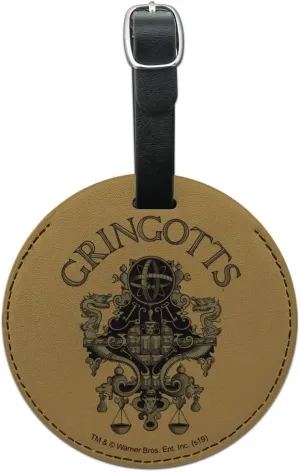 Harry Potter Gringotts Logo Round Leather Luggage Card Suitcase Carry-On ID Tag
