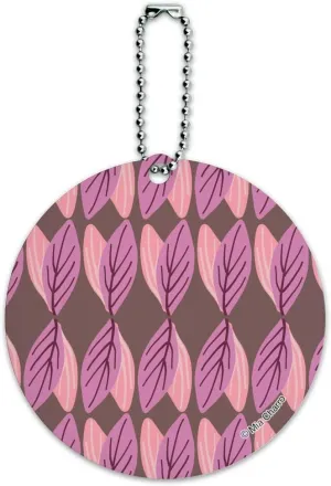 Haruna Leaves Pattern Round Luggage ID Tag Card Suitcase Carry-On