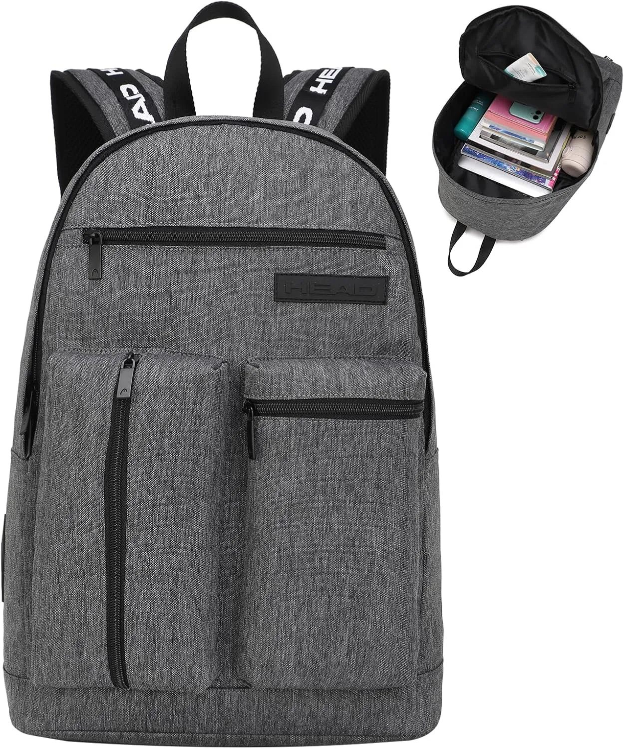 HEAD 30L Laptop Backpack for Men, Lightweight Work Backpacks fits 15.6 inch Notebook, Waterproof Casual Daypack for Business/College/Travel/Daily, Gray