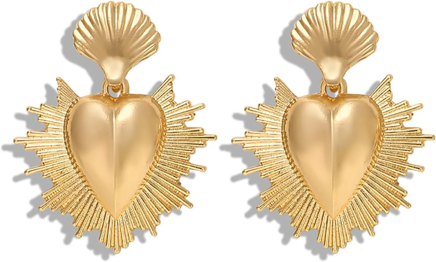 Heart Drop Earrings for Women Gold Plated Heart Statement Dangle Earrings Dainty Shell Earrings Gold Statement Earrings Jewelry for Women
